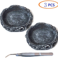 Tfwadmx - Cuenco de agua para reptiles, comedero de reptiles, con pinzas para tortuga, lagarto, dragón, rana, leopardo, gecko, serpiente, araña, camaleón (3 unidades) - BESTMASCOTA.COM
