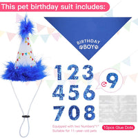 BINGPET - Bandana de cumpleaños para perro, bufanda y gorro de cumpleaños reutilizable para perro, con 0-8 figuras - BESTMASCOTA.COM