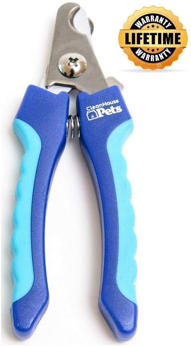 Cortaúñas para perros y gatos de CleanHouse, con protección de seguridad para mascotas y cerradura, acero inoxidable, muy fácil de usar, el mejor cortauñas para mascotas para animales. Tamaño pequeño y grande. - BESTMASCOTA.COM