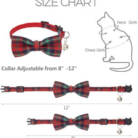 BINGPET Collar de gato Breakaway lindo pajarita con campana 4 unidades – Collares de seguridad desmontables y ajustables para gatito, incluyendo azul, rojo, rosa, azul marino - BESTMASCOTA.COM