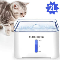 Cleebourg Fuente de agua para mascotas, 2 l, dispensador automático de agua para perro, fuente eléctrica para beber agua con 3 ajustes de flujo y 2 filtros de repuesto y 1 alfombrilla de silicona para gatos y perros - BESTMASCOTA.COM