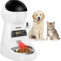 WOPET comedero para mascotas, cuenco de acero inoxidable, dispensador automático de alimentos para perros y gatos con temporizador programable, alarma de distribución, control de porciones, grabación de voz de hasta 4 comidas al día - BESTMASCOTA.COM