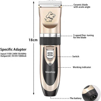 Maxshop Kit de corte de pelo para perros y gatos. Clippers eléctrico de bajo ruido recargable inalámbricos (Oro + Negro) - BESTMASCOTA.COM