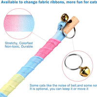 Interactive Cat Toys Rainbow Cat Charmer with Bell, Replaceable Wood Cat Wand with 5PCS Colorful Fabric Ribbon Refills, Safe Cat Catcher Teaser Stick Toy for Kittens Training Pets Exerciser - BESTMASCOTA.COM