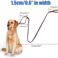FOCUSPET Correa de piel para perro con doble asa, 6 pies, correa de piel trenzada con asa de tráfico, resistente, correa para perros grandes/medianos, mayor control de entrenamiento de seguridad, protege al perro en el tráfico, 6 pies - BESTMASCOTA.COM