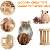 Goging Hamster Chew Toys, 10Pack Guinea Pig Rat Gerbil Chew Toys Accessories, Natural Wooden Pine Chewing and Playing Exercise Bell Roller Teeth Care Toy for Bunny Rabbits Gerbils Small Pets - BESTMASCOTA.COM