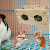 Tfwadmx Bunny Hay Feeder, Rabbit Food Dispenser Wooden Hay Manger Rack Holder for Guinea Pig Chinchilla Hamster - BESTMASCOTA.COM