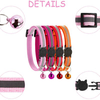 Petyoung - Paquete de 12 collares reflectantes para gatos, hebilla de liberación rápida con campana, collar ajustable para gato, 7.5 – 12.6 in - BESTMASCOTA.COM