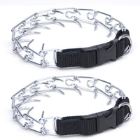 Collar de clavijas para mascotas Coastal fácil de poner, para entrenamiento, con hebilla, 22 pulgadas, Paquete de 10, Cromado - BESTMASCOTA.COM