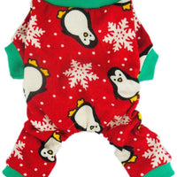 Fitwarm, bonito piyama suave para perro con diseño de pingüino, piyama para navidad, color rojo - BESTMASCOTA.COM