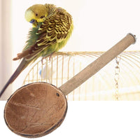 HEEPDD - Comedero de pájaros con perchas, concha de coco natural, contenedor de semillas de comida, soporte para pájaros, juguetes para pájaros y pájaros - BESTMASCOTA.COM