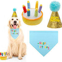 KOOLTAIL Bandana de cumpleaños para perro con sombrero y juego de juguete. Juguete para masticar con forma de cono y corona de triángulo. Bufanda de color rosa para perros, fiesta de cumpleaños, suministros adecuados para perros pequeños y medianos - BESTMASCOTA.COM