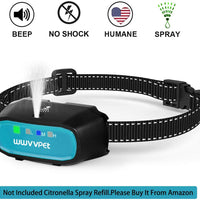 WWVVPET Collar de entrenamiento para perros, 2 modos, collar de corteza para perro (no incluye rociador de citronela), recargable de 500 pies, sin choque eléctrico inofensivo - BESTMASCOTA.COM
