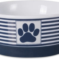 Bone Dry DII Paw Patch & Stripes Ceramic Pet Bowl for Food & Water with Non-Skid Silicone Rim for Dogs and Cats - BESTMASCOTA.COM