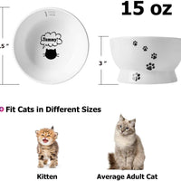 Y YHY cuenco de agua de cerámica para gatos, cuencos de comida para gatos de 5 pulgadas, protege la espina del gato, libre de estrés, prevención de reflujo, regalo para gato, color blanco - BESTMASCOTA.COM