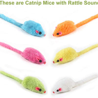 MeoHui 30 piezas de juguetes para gatos, 5.5 in de piel sintética, ratón, ratón, sonajero, sonajero, juguete para gato, gato, gato, ejercicio, interactivo, juego interactivo, 6 colores surtidos - BESTMASCOTA.COM