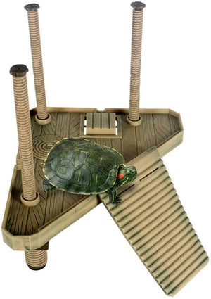 Turtle Pier flotante Basking plataforma con rampa para tortuga Salamandra salamandra de rana, 11.4"x 9.4" (LW), se adapta a 5.1 – 12.2" nivel de agua - BESTMASCOTA.COM