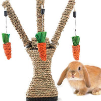 Hamiledyi Bunny divertido árbol conejo juguete masticable con forma de zanahoria Playpen - BESTMASCOTA.COM