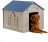 Suncast - Casa de perro con puerta para exteriores, resistente al agua y atractiva para perros pequeños a grandes, fácil de montar, perfecto para patios traseros - BESTMASCOTA.COM