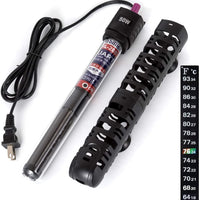 Calentador de acuario UPMCT, 50 W, 100 W, 300 W, calentador sumergible de tanque de peces con termómetro, ajuste de tira, termostato de perilla, apto para 5 a 85 galones - BESTMASCOTA.COM