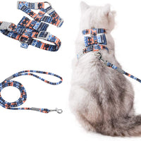 Arnés y tracción para gatos y mascotas, a prueba de escape, correa reflectante para gato, chaleco para gatos con patrón de personalidad, arnés de lazo, cinturón suave ajustable, hebilla de seguridad para caminar al aire libre, antivuelco. - BESTMASCOTA.COM