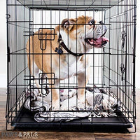 Jaula de metal plegable de doble puerta para perros, jaula de alambre con separador y bandeja para entrenamiento de mascotas, modelo de 2019 recién diseñado - BESTMASCOTA.COM