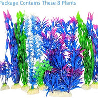 Otterly Pets Plantas de plástico para decoración de peceras grandes artificiales, decoración de acuario y accesorios, paquete de 8 - BESTMASCOTA.COM