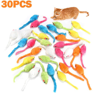 MeoHui 30 piezas de juguetes para gatos, 5.5 in de piel sintética, ratón, ratón, sonajero, sonajero, juguete para gato, gato, gato, ejercicio, interactivo, juego interactivo, 6 colores surtidos - BESTMASCOTA.COM