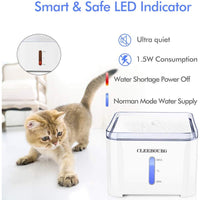 Cleebourg Fuente de agua para mascotas, 2 l, dispensador automático de agua para perro, fuente eléctrica para beber agua con 3 ajustes de flujo y 2 filtros de repuesto y 1 alfombrilla de silicona para gatos y perros - BESTMASCOTA.COM