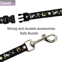 Cat Harness and Leash Set for Outdoor Walking Escape Proof Adjustable Soft Safety Strap with Golden Star and Moon Design Glow in The Dark - BESTMASCOTA.COM