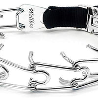 Wellbro collar de entrenamiento con dientes de metal para perros grandes y medianos (Pit Bull, pastor alemán), con hebilla a presión de liberación rápida y puntas de hule, plateado y regulable - BESTMASCOTA.COM