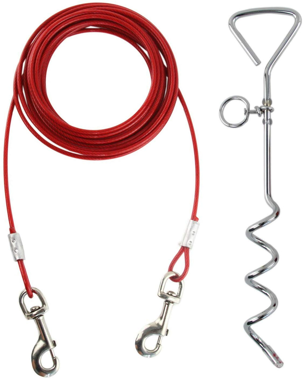 Petey's Pet Products - Cable de amarre para perros, 16 pulgadas, chapado en cromo, antióxido, ideal para acampar o el jardín, apto para arnés, correa y accesorios de cadena - BESTMASCOTA.COM