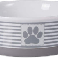 Bone Dry DII Paw Patch & Stripes Ceramic Pet Bowl for Food & Water with Non-Skid Silicone Rim for Dogs and Cats - BESTMASCOTA.COM