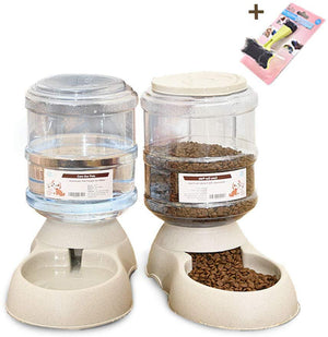 Mingzheng - Juego de alimentador automático de alimentos y agua con cepillo para rebanar con temporizador digital para gatos y perros pequeños, solución para mascotas, fácil de desmontar/limpiar/montar/rellenar - BESTMASCOTA.COM