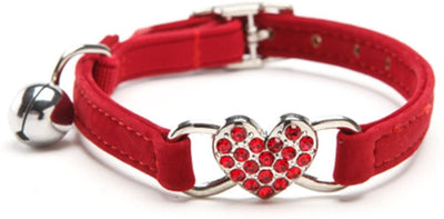 chukchi corazón Bling collar de gato con cinturón de seguridad y campana 8 – 11 pulgadas - BESTMASCOTA.COM