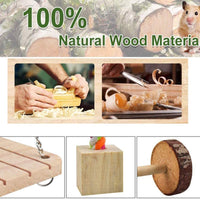 Supmaker Hamster Chew Toys, Guinea Pig Toys Natural Wooden Gerbil Rats Chinchillas Toys Accessories Dumbells Exercise Bell Roller Teeth Care Molar Toy for Birds Bunny Rabbits Gerbils - BESTMASCOTA.COM