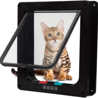 Rikounan Puerta de gato con 4 vías de bloqueo, puertas silenciosas para gatos, puertas grandes para interior y exterior, fácil instalación, puerta de solapa premium para gatos y perros pequeños - BESTMASCOTA.COM