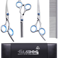 GLADOG - Tijeras de aseo profesional para perros con puntas redondas de seguridad, 4 en 1, juego de tijeras de aseo para perros y gatos - BESTMASCOTA.COM