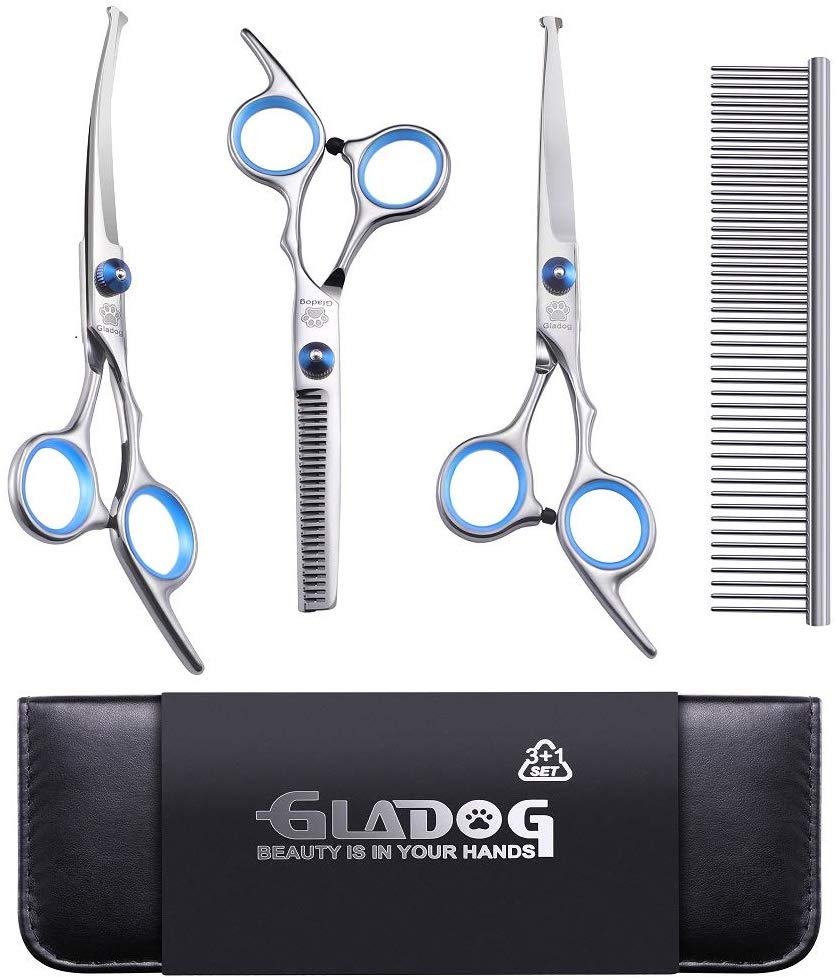 GLADOG - Tijeras de aseo profesional para perros con puntas redondas de seguridad, 4 en 1, juego de tijeras de aseo para perros y gatos - BESTMASCOTA.COM