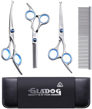 GLADOG - Tijeras de aseo profesional para perros con puntas redondas de seguridad, 4 en 1, juego de tijeras de aseo para perros y gatos - BESTMASCOTA.COM