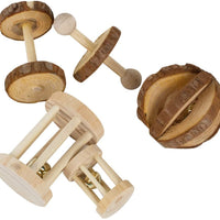 Masticar Juguetes de hámster Pack de 5 – Natural de madera pino mancuernas ejercicio rodillo de Bell dientes cuidado Molar juguete para conejos rata Guinea Pig y otros pequeños mascotas jugar juguete - BESTMASCOTA.COM
