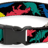 buckle-down pc-w30427-m Dinosaurios Negro/Multicolor de plástico Clip Collar, Medio/11 – 17" - BESTMASCOTA.COM