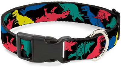 buckle-down pc-w30427-m Dinosaurios Negro/Multicolor de plástico Clip Collar, Medio/11 – 17