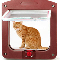 Puerta de gato con 4 vías de bloqueo, puerta de solapa de gato impermeable, kit de puerta para gato y perro pequeño con circunferencia más corta que 23.0 in - BESTMASCOTA.COM