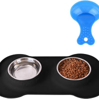 Hubulk - Cuencos para perros, 2 cuencos de acero inoxidable con alfombrilla de silicona antideslizante antiderrames + cuencos de agua y alimentos para alimentar perros pequeños, medianos, grandes, gatos, cachorros - BESTMASCOTA.COM