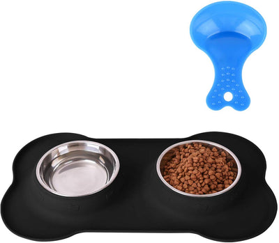 Hubulk - Cuencos para perros, 2 cuencos de acero inoxidable con alfombrilla de silicona antideslizante antiderrames + cuencos de agua y alimentos para alimentar perros pequeños, medianos, grandes, gatos, cachorros - BESTMASCOTA.COM