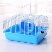 Jaula de hámster transportín portátil funda de transporte de hámster jaula con botella de agua y ruedas y alimentador de alimentos travemster animales pequeños (azul) - BESTMASCOTA.COM