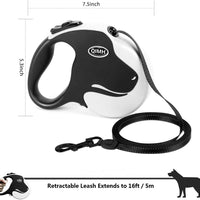 QiMH Correa retráctil para perro, 360 ° sin enredos, resistente y reflectante de 16.0 ft con asa antideslizante para perros de tamaño mediano y grande de hasta 110 libras, freno de una mano, pausa y bloqueo - BESTMASCOTA.COM