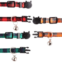 PUPTECK Collar para gato con campana – Juego de 3 collares para gato a cuadros Breakaway, collares de seguridad ajustables para cachorro, naranja, rojo y verde - BESTMASCOTA.COM
