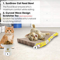 Large Cat Bowl with Stand - Suitable Eating Height for Pets - Easy Cleaning for You - Raised Food Bowl - Stress-Free Meal Time for Your Cats - Stoneware Feeding Station - BESTMASCOTA.COM